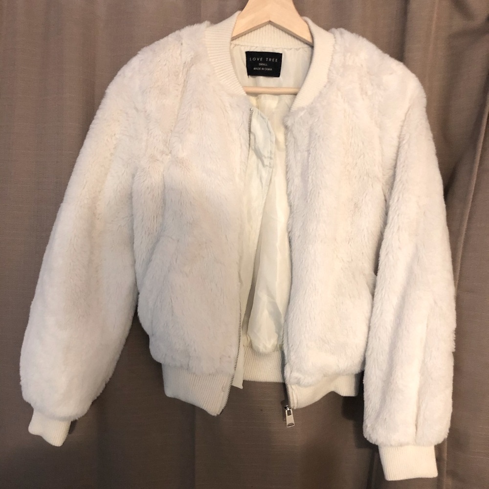 Cream white flurry jacket